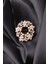 Broş Çiçekli Otantık Desenli Bronz Kristal Taşli 1