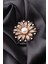 Broş Çiçekli Otantık Desenli Bronz Kristal Taşli 1