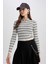 Coool Fitted Gömlek Yaka Çizgili Uzun Kollu Crop Tişört A0302AX23SP 4