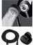 Turbo Pervaneli 5 Fonksiyonlu Duş Başlığı Duş Hortumu 150 cm ve Mafsal Set (Siyah) 3