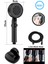 Turbo Pervaneli 5 Fonksiyonlu Duş Başlığı Duş Hortumu 150 cm ve Mafsal Set (Siyah) 5