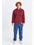 Unisex Vişne Çürüğü Keep On The Road Nakışlı Dik Yaka Yarım Fermuarlı Oversize Polar 1