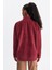 Unisex Vişne Çürüğü Keep On The Road Nakışlı Dik Yaka Yarım Fermuarlı Oversize Polar 5
