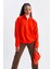 Unisex Turuncu Keep On The Road Nakışlı Dik Yaka Yarım Fermuarlı Oversize Polar 2