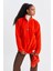 Unisex Turuncu Keep On The Road Nakışlı Dik Yaka Yarım Fermuarlı Oversize Polar 4