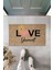 Bej Kapı Önü Paspası Love Yourself Ayıcık Desen K-3327 1