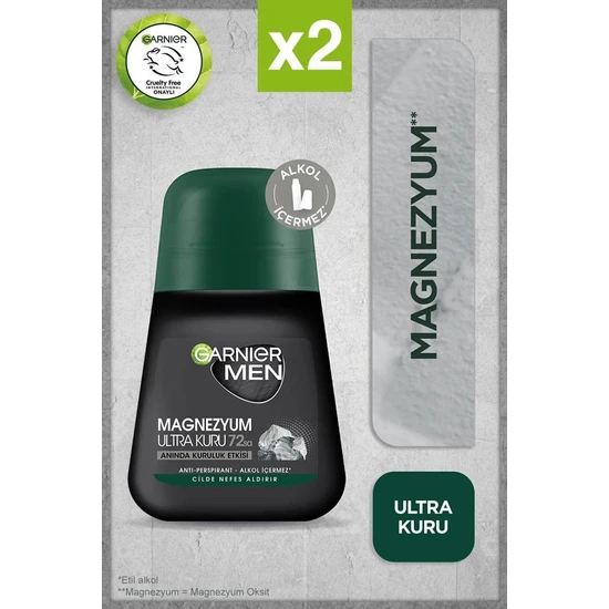 Garnier Men Magnezyum Ultra Kuru 72 Saat Mg 50 ml X2