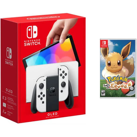 Nintendo Switch OLED Beyaz Yeni Nesil Konsol 64GB + Pokemon Let's Go Eevee! Oyunlu Bundle