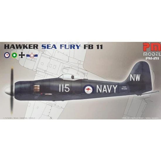 Pm Model Hawker Sea Fury FB11 Pm Model Avcı Uçağı Demonte Plastik Maketi