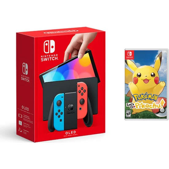 Nintendo Switch OLED Yeni Nesil Konsol 64GB + Pokemon Let's Go Pikachu! Oyunlu Bundle