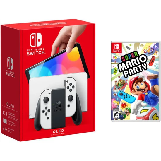 Nintendo Switch OLED Beyaz Yeni Nesil Konsol 64GB + Super Mario Party Oyunlu Bundle