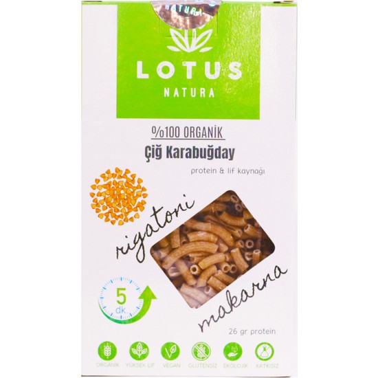 Lotus Natura Organik Glutensiz Çiğ Karabuğday Rigatoni Fiyatı