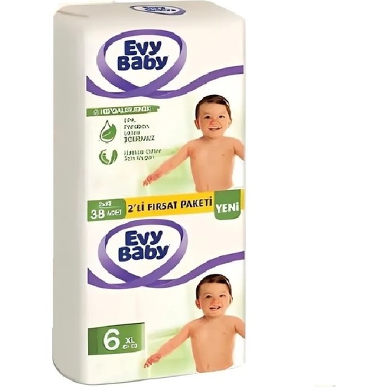 Evy Baby Bebek Bezi 2'li Paket Extra Large 6 Beden 15+ kg 38 Adet