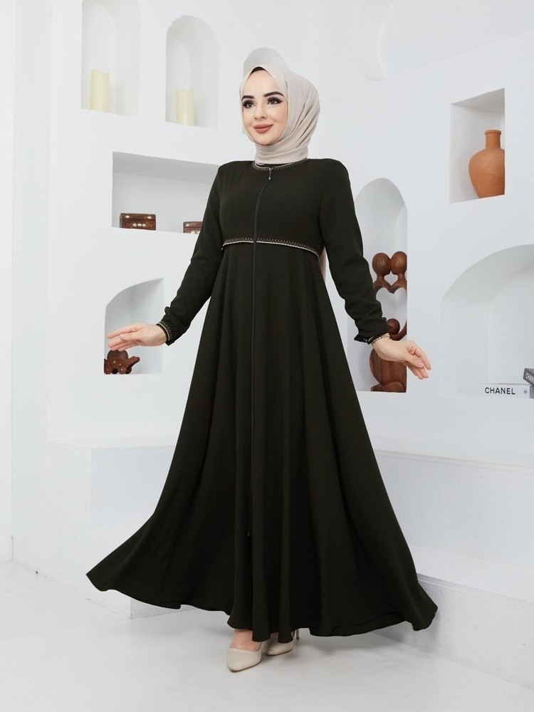 KMK Kombin Yazlık Mevlana Model Kol ve Beli Desenli Kloş Ferace Pardesü