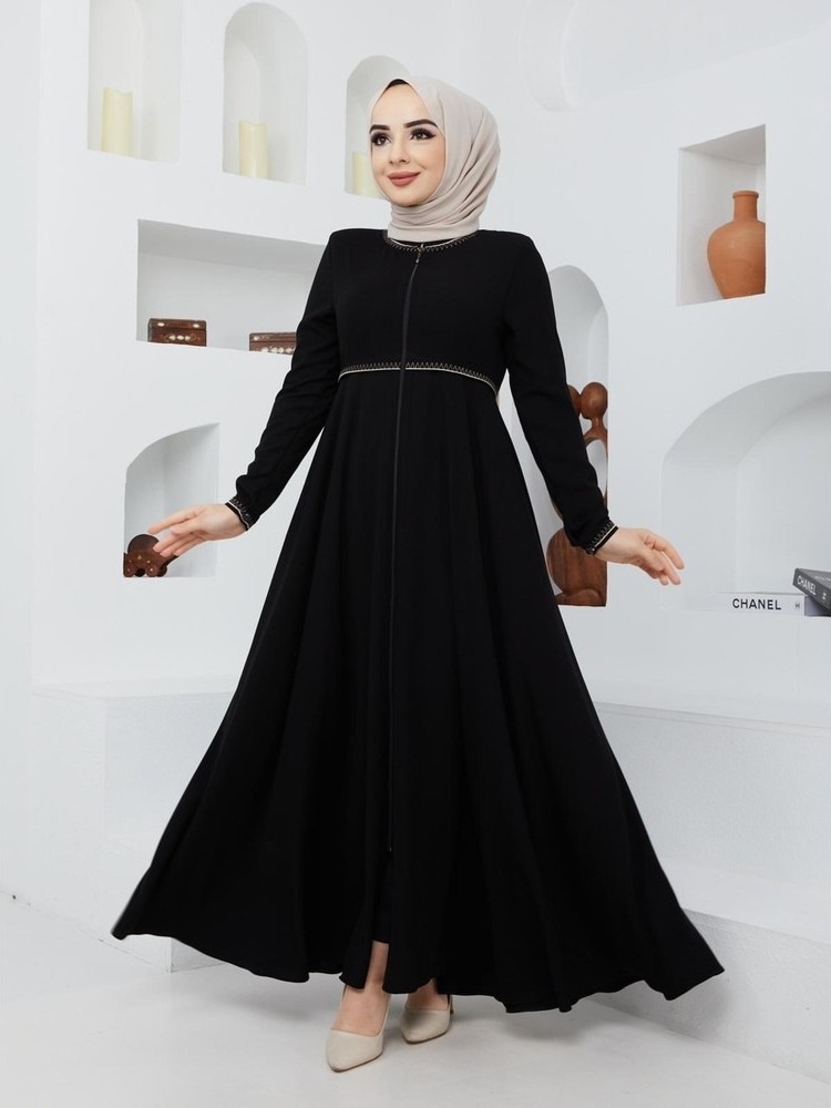 KMK Kombin Yazlık Mevlana Model Kol ve Beli Desenli Kloş Ferace Pardesü