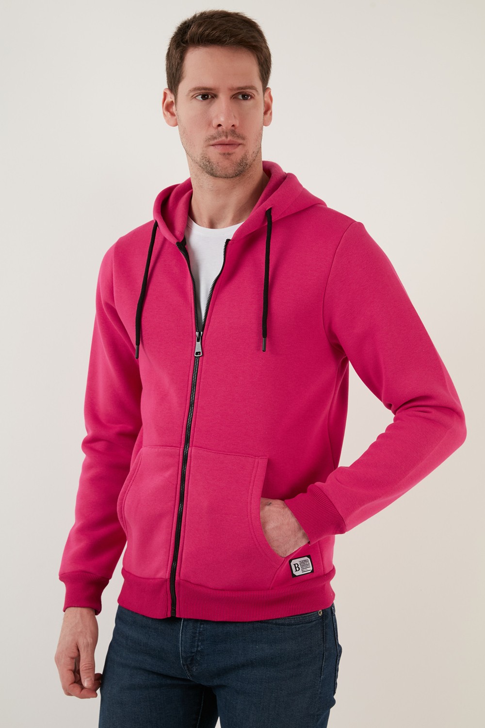 Buratti Regular Fit Kapüşonlu Fermuarlı İçi Tüylü Yumuşak Şardonlu Kışlık Sweat Erkek SWEAT 5905340