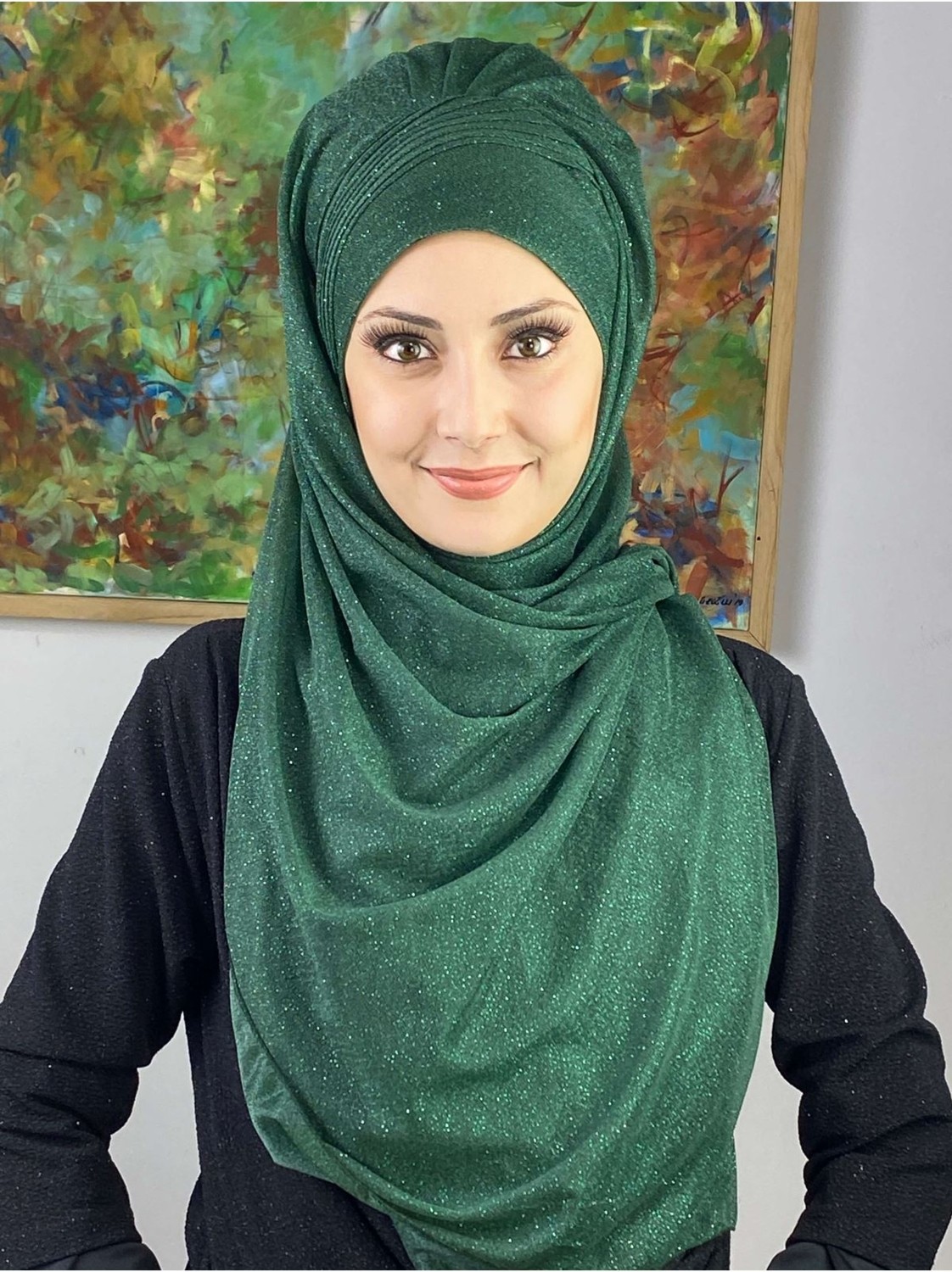 Butik Ambar Saray Model Bakır Simli Yan Drapeli Şal