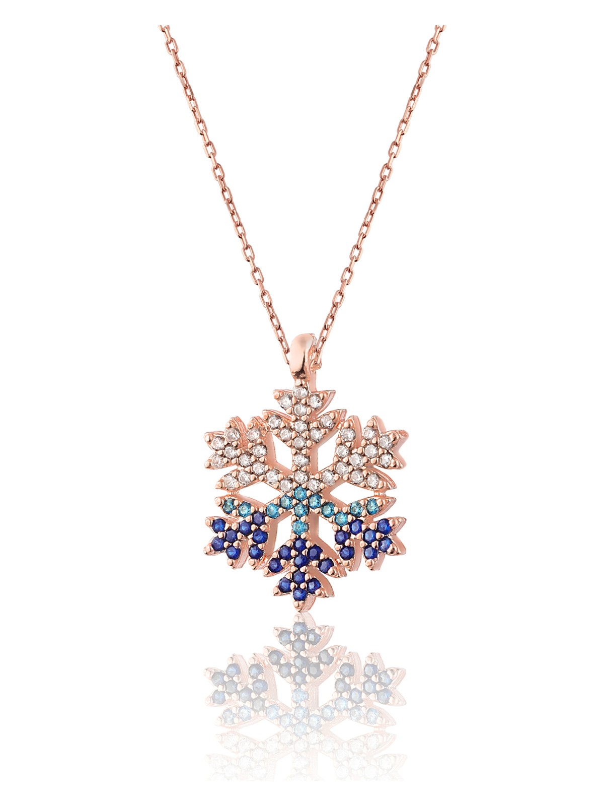 Zanaat Silver 925 Ayar Gümüş Zincirli Zirkon Taşlı Rodyum Kaplama Kar Tanesi Kolye - Görsel 5