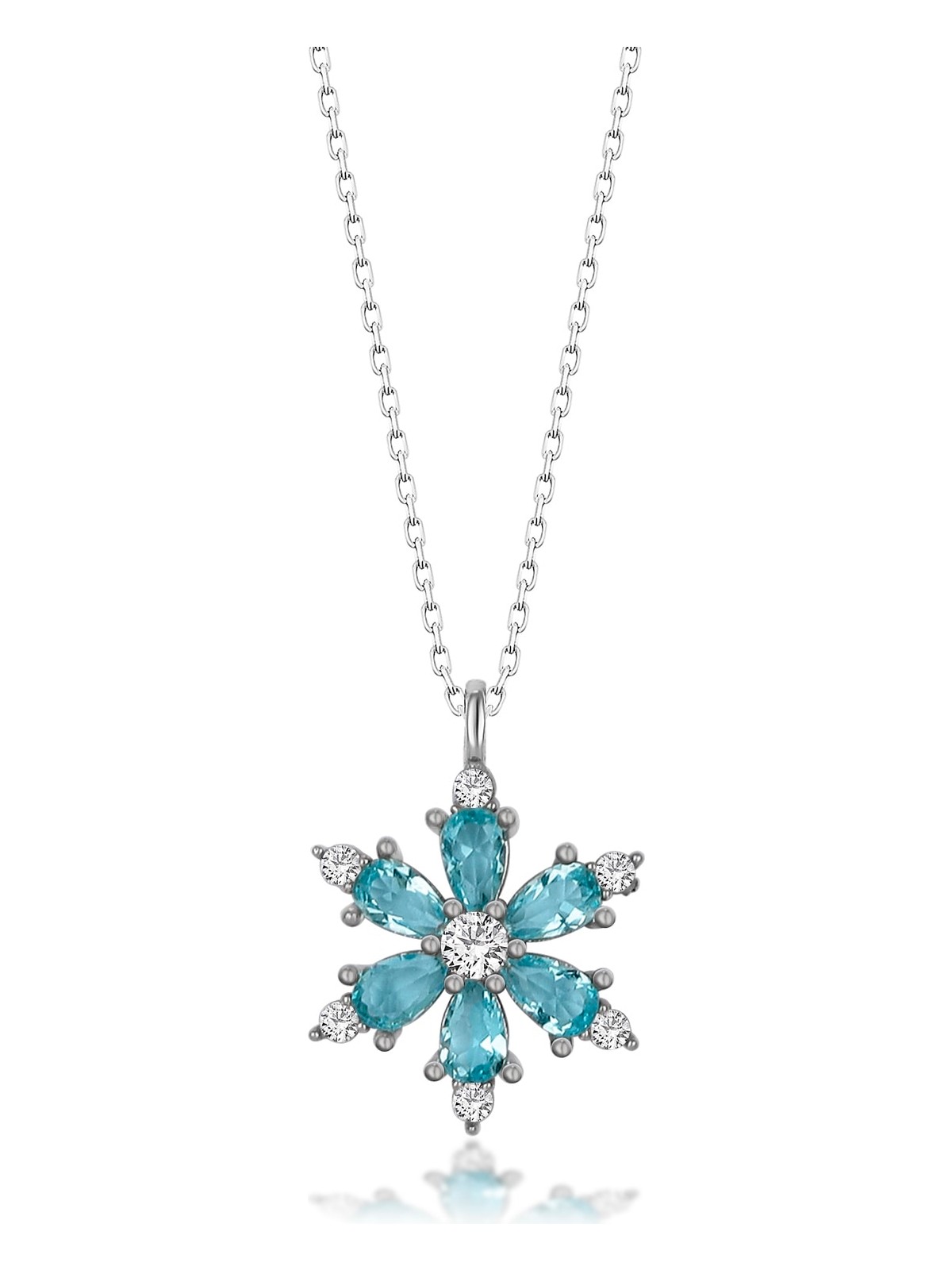 Zanaat Silver Zirkon Taşli Gümüş Zincirli Kamelya Çiçeği Kolye - Görsel 6