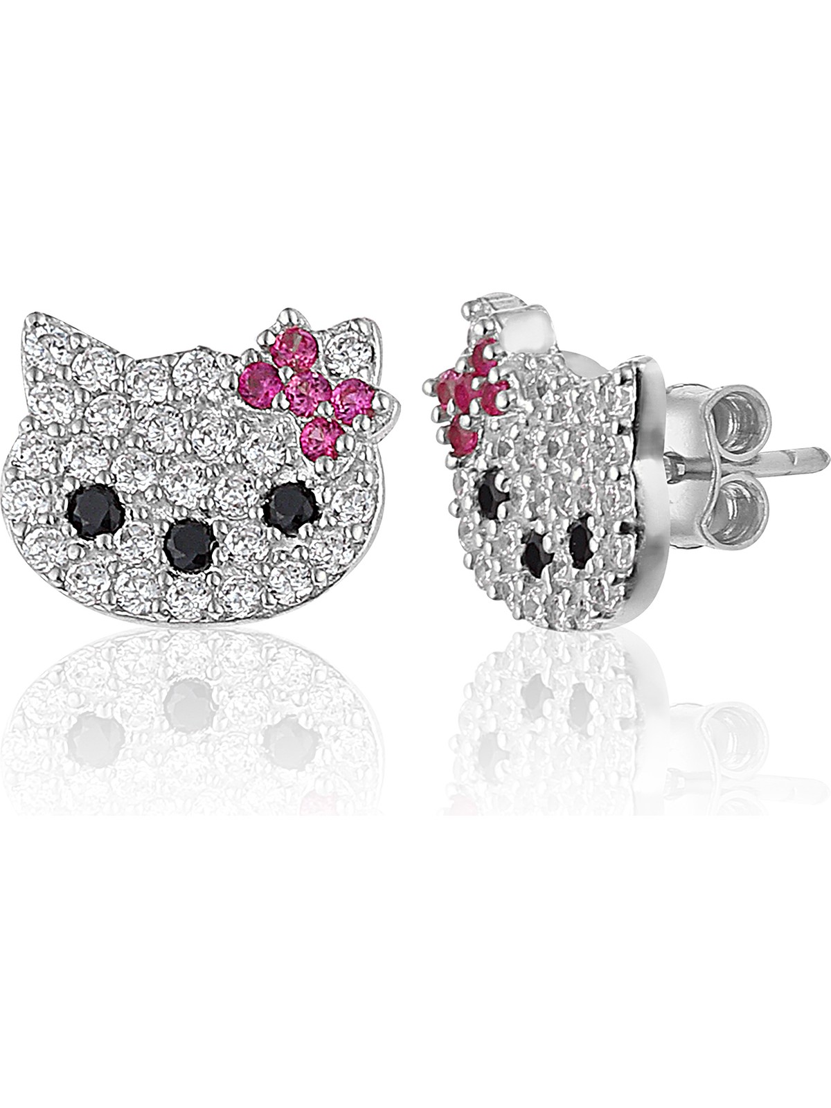 Zanaat Silver 925 Ayar Gümüş Rose Kaplamalı Zirkon Taşlı Kedi Modeli Küpe - Görsel 4