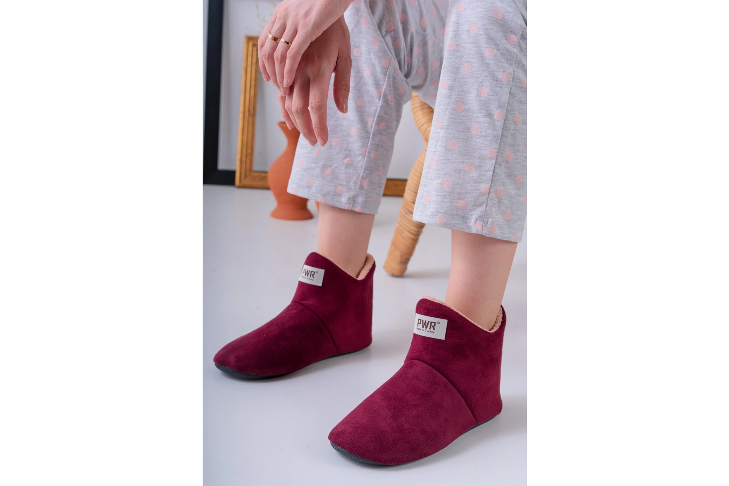 Resim Slipcat Unisex Içi Yünlü Ev Pandufu Ev Botu Ev Ayakkabısı 