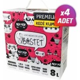Bastet 4 Adet - Natural Bastet Topaklanan Premium Doğal Kedi Kumu 8 Litre