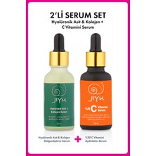 Jiyu 2'li Cilt Serum Seti Hyalüronik Asit ve Kolajen Dolgunlaştırıcı Serum + %20 C Vitamini Aydınlatıcı Cilt tonu Eşitleyici Serum 2 x 30 ml.