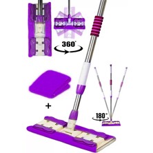 Sihirli Mandallı Teleskobik Mop Multi Fonksiyonel Ayarlanır Mikrofiber Mor Mop Paspas Ev Bakım ve