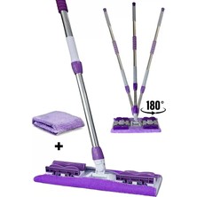 Sihirli Mandallı Teleskobik Mop Multi Fonksiyonel Ayarlanır Mikrofiber Mor Mop Paspas Ev Bakım ve