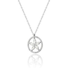 Zanaat Silver 925 Ayar Gümüş Çiçek Modeli Kolye