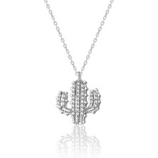 Zanaat Silver 925 Ayar Gümüş Zirkon Taşlı Kaktüs Kolye