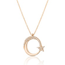Zanaat Silver 925 Ayar Gümüş Rose Kaplama Ayyıldız Kolye