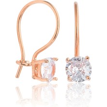 Zanaat Silver 925 Ayar Gümüş Rose Kaplama 7 mm Tektaş Mengeç Küpe