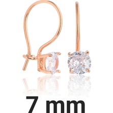 Zanaat Silver 925 Ayar Gümüş Rose Kaplama 7 mm Tektaş Mengeç Küpe