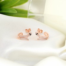 Zanaat Silver 925 Ayar Gümüş Halka Tasarım Rose Yılan Modeli Küpe