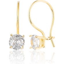 Zanaat Silver Gümüş 14K Altın Kaplama Tektaş Mengeç Küpe