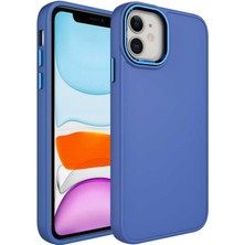 Kzy Apple iPhone 11 Kapak Renkli Metal Kamera Çerçeveli First Class Içi Kadife Lasnman Kılıf - Sierra Mavisi