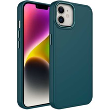 Caseart Apple iPhone 12 Kapak Renkli Metal Kamera Çerçeveli First Class Içi Kadife Lasnman Kılıf - Yeşil