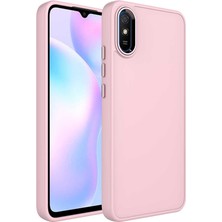 Kzy Xiaomi Redmi 9A Kapak Renkli Metal Kamera Çerçeveli First Class Içi Kadife Lasnman Kılıf - Pembe