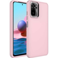 Kzy Xiaomi Redmi Note 10S Kapak Renkli Metal Kamera Çerçeveli First Class Içi Kadife Lasnman Kılıf - Pembe