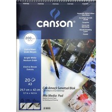Canson Fınface Resim Blokları 200 gr A3 20 Yp Üstten Spriraali