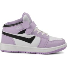 Lambırlent 0121-F Lila-Beyaz-Siyah Çocuk Bilek Boy Sneaker