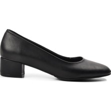 Ayakmod 3411 Siyah Cilt Kadın Topuklu Ayakkabı