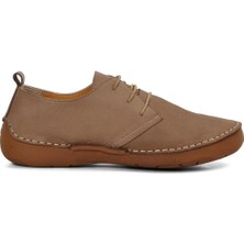 Burç 33503 Vizon Nubuk  Deri Kadın Günlük Ayakkabı