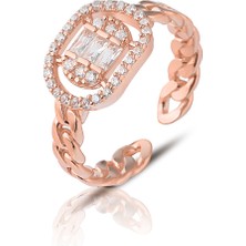Zanaat Silver 925 Ayar Gümüş Rose Kaplama Ayarlanabilir Baget Yüzük