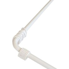 Pardesü Dünyası Perdesü Dünyası Banyo Perdesi Köşe Borusu - Beyaz - Perde Kancaları Dahil