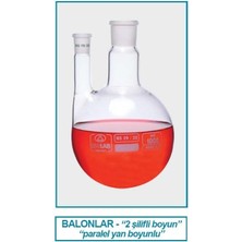 Isolab 030.33.901 Balon -Dibi Yuvarlak-2 BOYUNLU-BOYUN:NS29/32-YAN DIŞI:NS14/23 - 1000 ml (1 Adet)