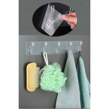 Afili Home Şeffaf 5'Li Kendinden Yapışkanlı - Duvar Askısı - Banyo, Mutfak Düzenleyici Askı - Pratik Askılık