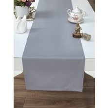 Tropik Home Gri Runner 40 x 140 cm Amerikan Servis Runner Pamuklu Düz Renk Runner