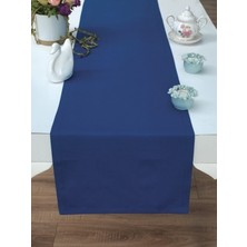 Tropik Home Sade Renk Düz Mavi Runner Amerikan Servis Pamuklu Mavi Renkli Masa Sunum Runner Tropikhome 40 x 170